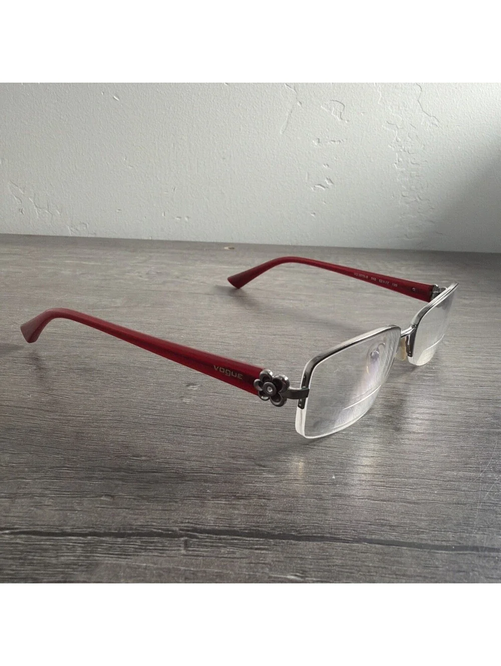 Vogue VO 3875-B 548 Silver Burgundy Flower FRAMES ONLY Eyeglasses 52-17-135